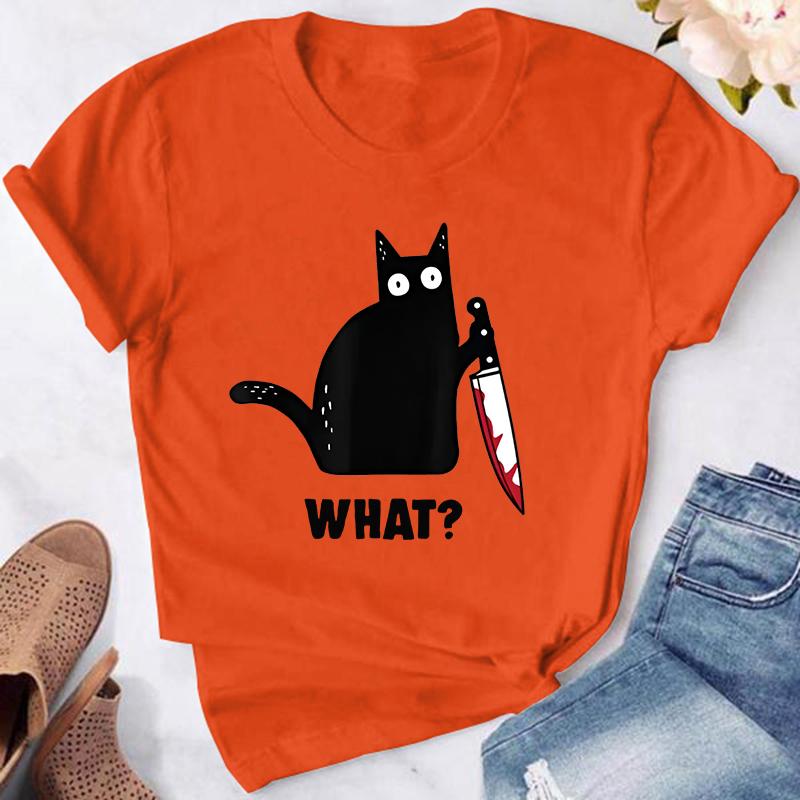 Kočka Co Tričko Vražedná Kočka s Nožem Vtipné Unisex Tričko Halloweenské Tričko Pro Muže Ženy