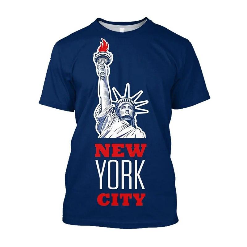 American Flag Graphic T-shirt For Men 3d Printed USA Statue of Liberty T Shirt Summer Spring Short Sleeves Round Neck Tee Shirts
