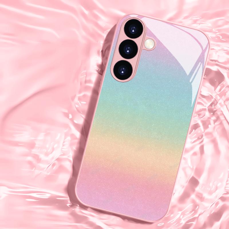 New Sparkle Powder Pattern PhoneCase Glass PhoneCase for Samsung Galaxy S26 S25 S24 S23 S22 S21 FE Ultra Plus Girls' Version