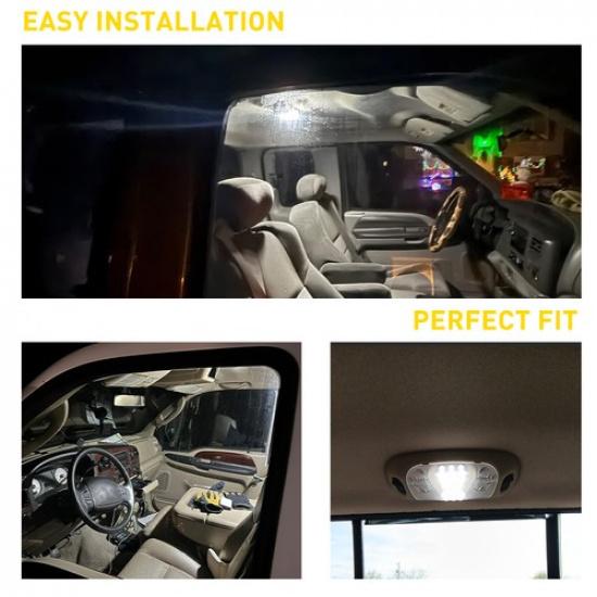 Full LED Overhead Dome Reading Light+Lamp Cover For 99-07 F250 F350 F450 F550 EA