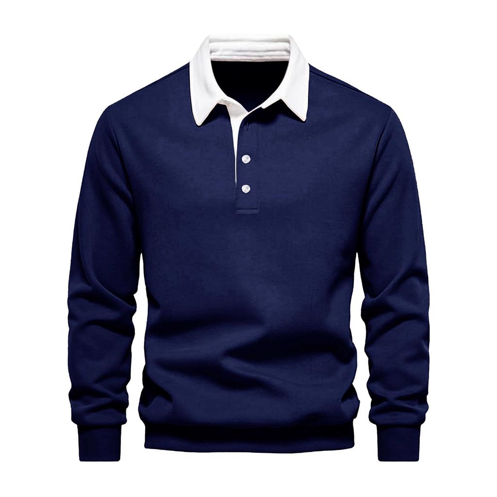 New Autumn Long-sleeved Polo Collar Sweatshirt Long-sleeved Trendy Versatile Casual Men's Clothing
