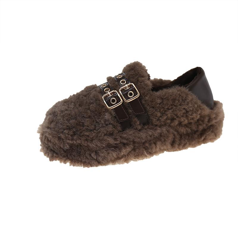 Super Fire French Platform One-pedal Mary Jane Mao Mao Shoes Children Wear 2025 New Doudou Shoes Cotton Shoes In Autumn and Winter