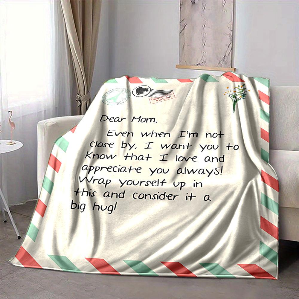 1pc Mom Love Blanket, Lightweight Flannel Throw Blanket For Sofa, Bed, Travel, Camping, Living Room, Office, Couch, Chair, And Bed