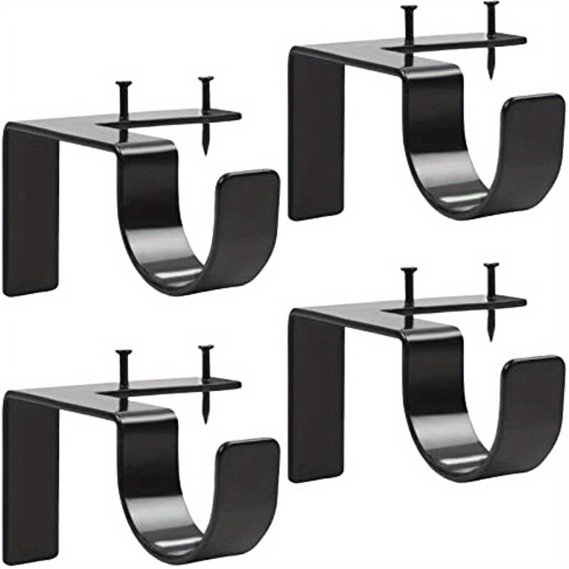 2pcs No Drill Curtain Rod Bracket, Adjustable Metal Heavy Duty Curtain Rod Holders, Screwless Curtain Rods Brackets