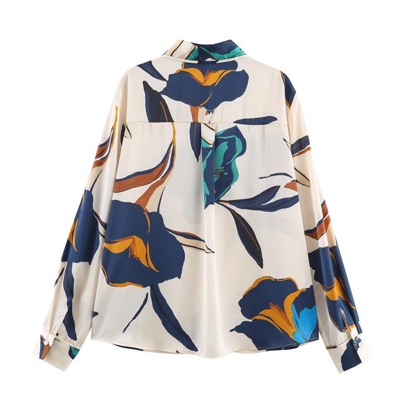 Autumn new style women's fashion casual loose and versatile flower print shirt