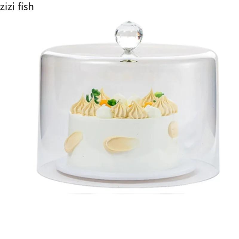 Cake Stand Wooden Pallets Acrylic Cake Lid Transparent Dust Cover Cake Pan Display Stand Dim Sum Dish Snack Tray Fruit Plate