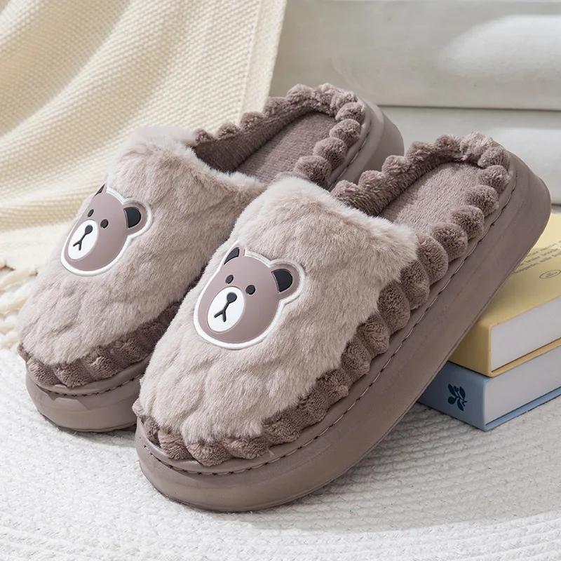 Fashion Cartoon Fluffy Women's Slippers Home Winter Luxury Designer Woman Shoes Indoor Casual Fuzzy Fur Slides Elegant Flat Footwear New