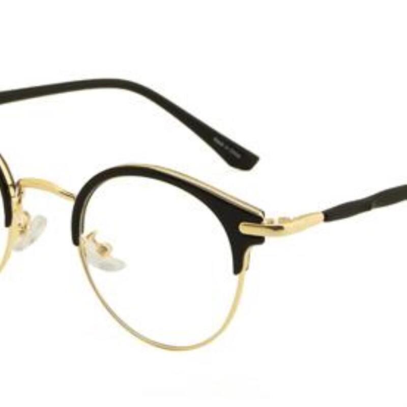 Men s and Women s Geek Chic Gold-rimmed Horn-rimmed Glasses Frames G1251_Crystal-Gold