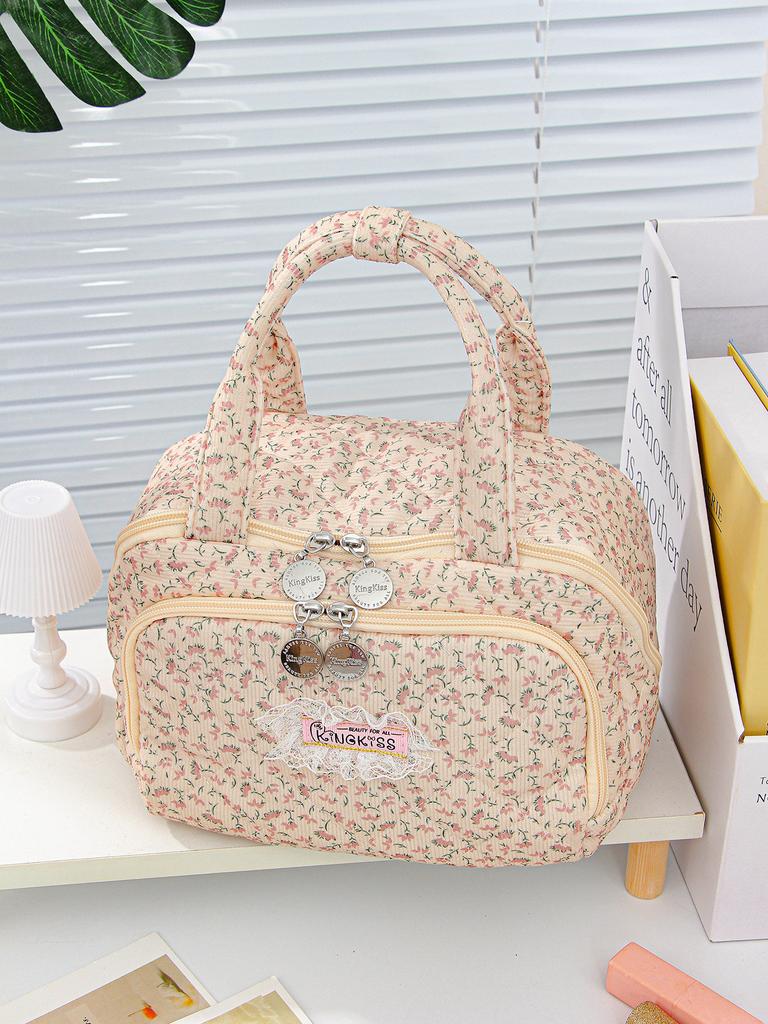Women's Floral Makeup Bag New Arrival Travel Toiletry Cosmetic Pouch Large Capacity Portable Hand Carry Organizer Case
