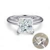 1/2/3/4 Carat Princess Cut Moissanite Engagement Ring with GRA Solitaire Diamond Wedding Promise Bands for Women Fine Jewelry