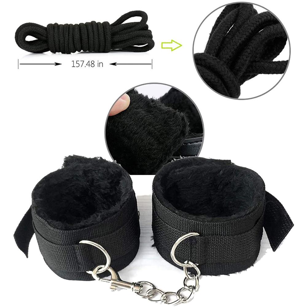 BDSM Adult Sexy Toys For Women Handcuffs Whip Anal Nipple Clamp Blindfold Strap On Vibrator Sex Bondage Set Sexual Couples Kit18