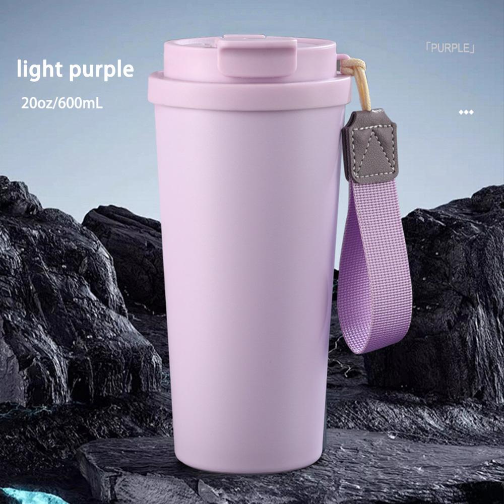 600ml Insulated Coffee Tumbler Double Wall Stainless Steel Thermos Flask with Lid Portable Travel Mug for Car School Gym