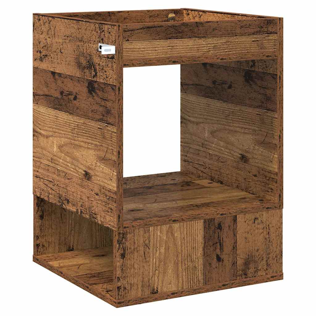 Side Table Reclaimed Wood Look 40 X 40 X 56 Cm Engineered Wood