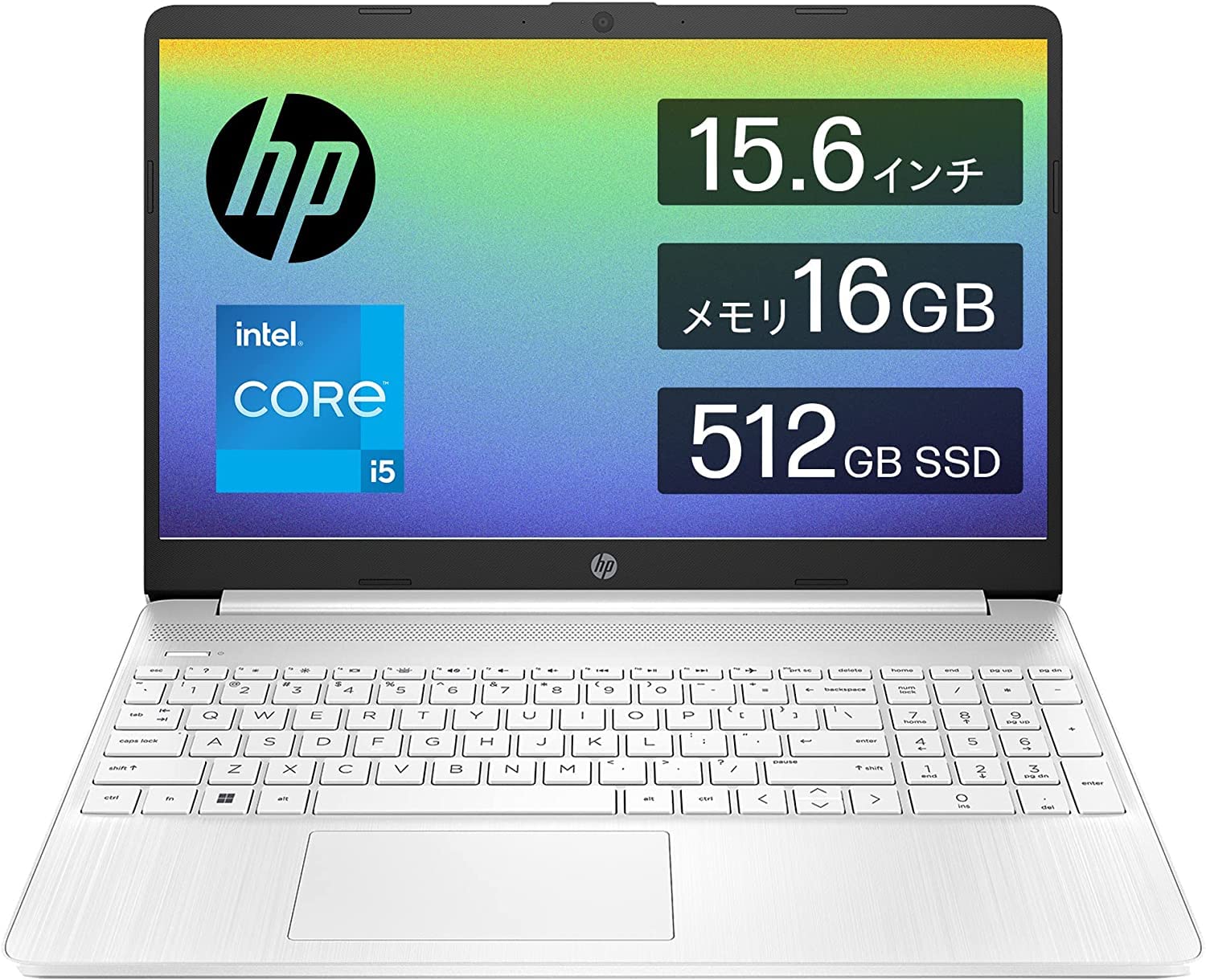 

HP Laptop inch Intel Core 16GB Memory 512GB SSD PCIe Standard Windows 11 Full HD IPS Thin Pure White Hewlett-Packard HP15s-fq 15.6 i5-1235U Wi-Fi білий