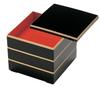 Wakaizumi Jubako Black with Red Interior and Gold 3 Lacquerware, 6.5-inch Box, Kakuraju, Lines, Tiers, H-158-9A