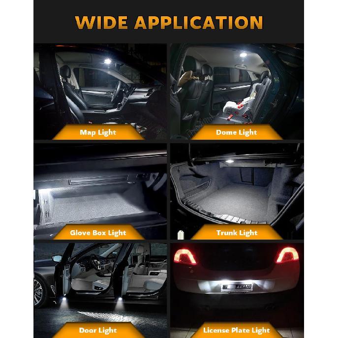 24PCS LED Interior Car Lights, Extremely Bright 6500K White LED Bulb Kit, Applicable To Dome Map Door Lights and Other Parts Replacement for Your