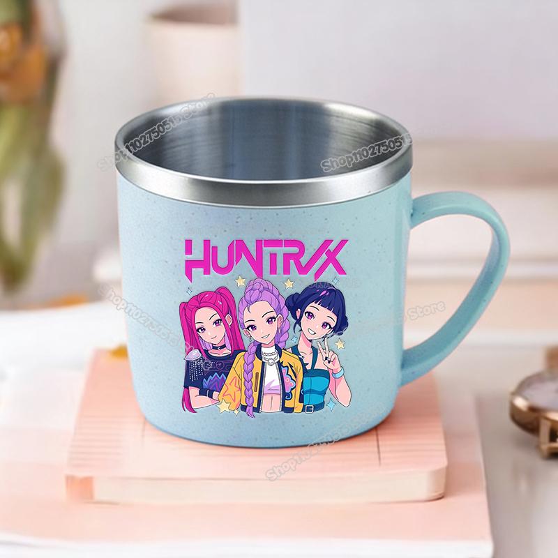 KPop Demon Hunters Children Home Water Cups Cartoon Stainless Steel Milk Mugs School Office Coffee Tea Adorable Girl Drink Cups