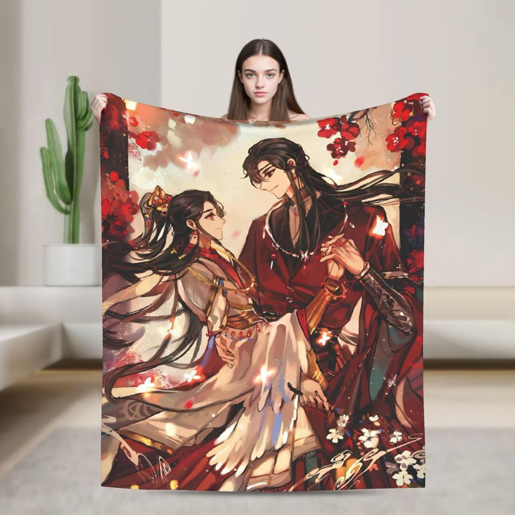 Heaven Official's Blessing Blanket  Soft Funny Plush Throw Blanket For Living Room Decorative Flannel Bedspread Bed Cover