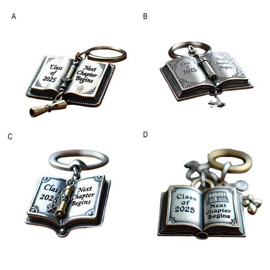 Keychain Graduation Gift 2025 Class Souvenir Stainless Steel Book Design Graduation Keyring Graduation Celebration Accessory