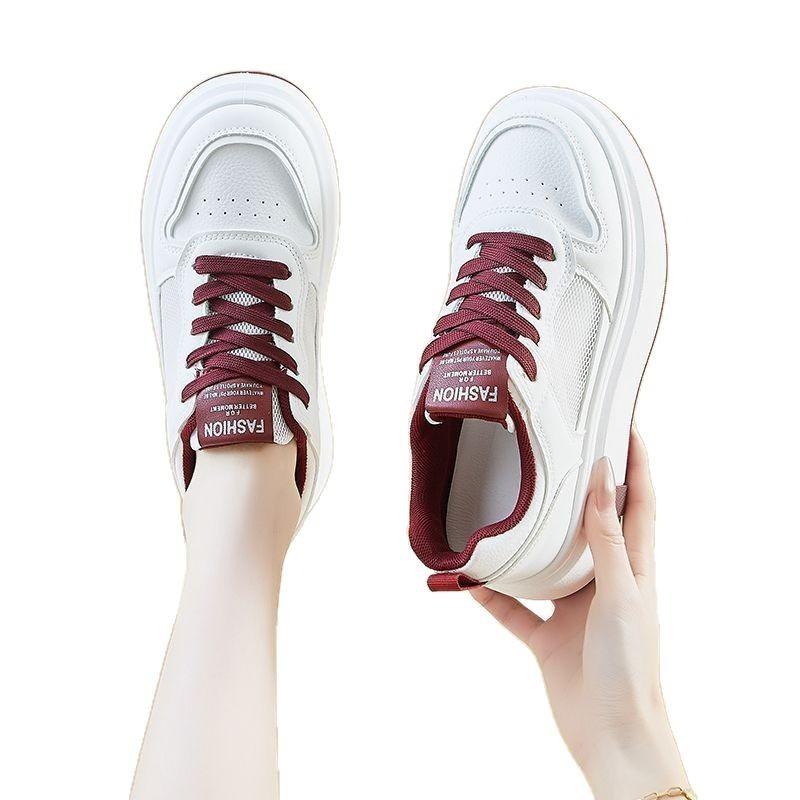 Mesh Breathable Little White Shoes Women's Spring and Summer New Versatile Thick-soled Non-slip Heightening Leisure Travel Sports Board Shoes