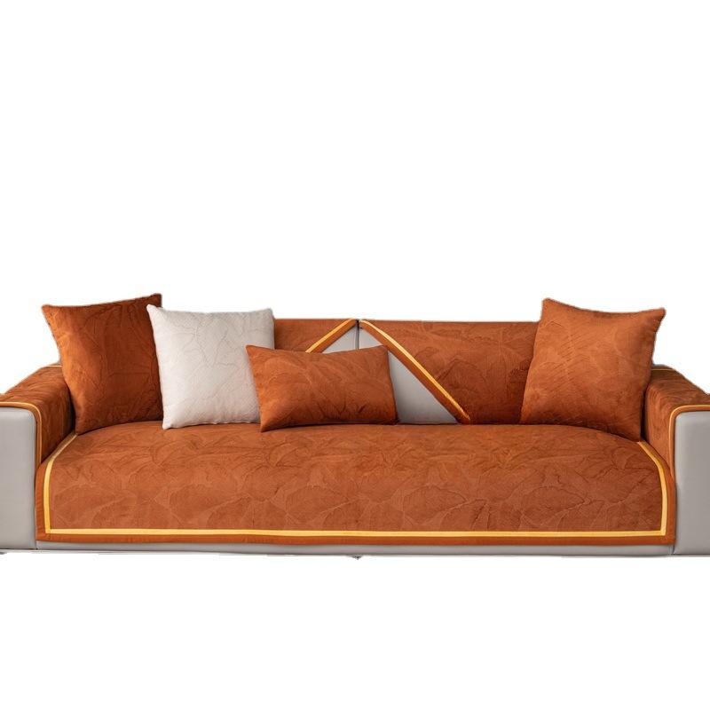 Embossed Netherlands Velvet Sofa Cushion Four Seasons Universal Non-Slip Modern Simple Double Sofa Cover All-Inclusive 70*70