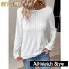 Women's Fashion Casual Solid Color Print O-Neck Long Sleeve Blouses & Shirts