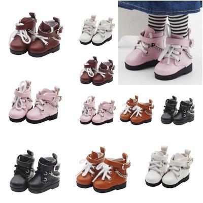 1Pair PU Leather Mini Doll Shoes Chain Shoes Mini 4.5*2cm BJD Doll PU Shoes Doll Shoes Cute EXO Doll Boots Children Toys