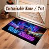 Neon Colorful Theme Crystal Velvet Floor Rug Personalized Custom Name Text Warm Carpet Home Decoration