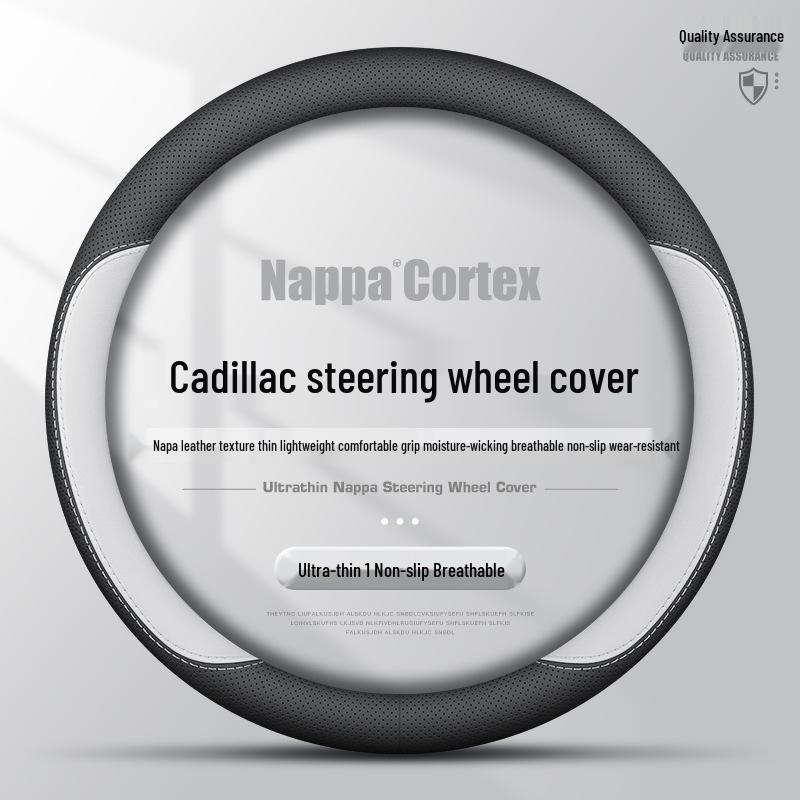 Ultra-thin Genuine Leather Steering Wheel Cover for Cadillac CT5, XT5, XT4, GT4, XT6, CT6