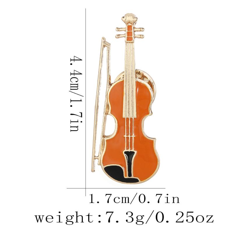 1Pcs Symphony Orchestra Badge Funny Musical Instruments Enamel Brooches Trumpet Clarinet Saxophone Violin Shaped Golden Pins