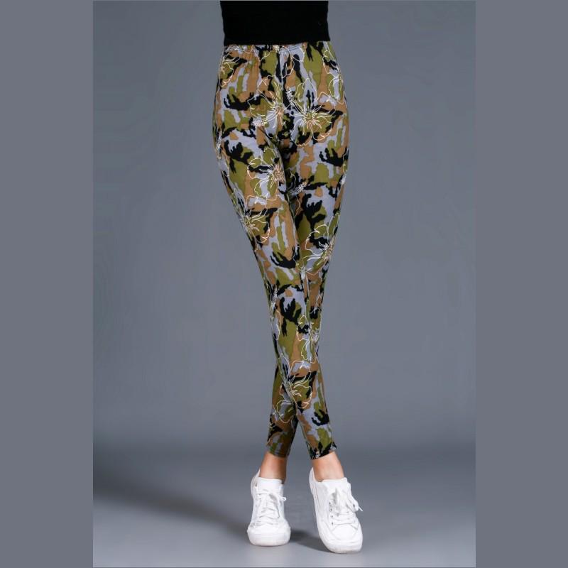 Trendy Women's Plus Size Camouflage Print Brushed Cotton Stretch Skinny Leggings