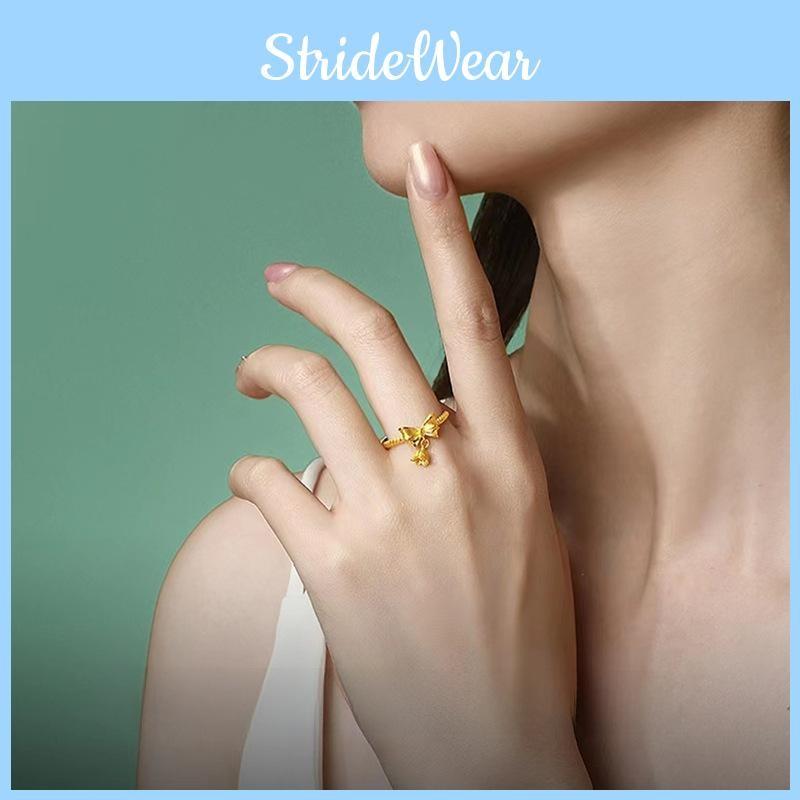 Fresh Sweet And Lily Flower Bowknot Ring In Adjustable Size Perfect For Occasions All