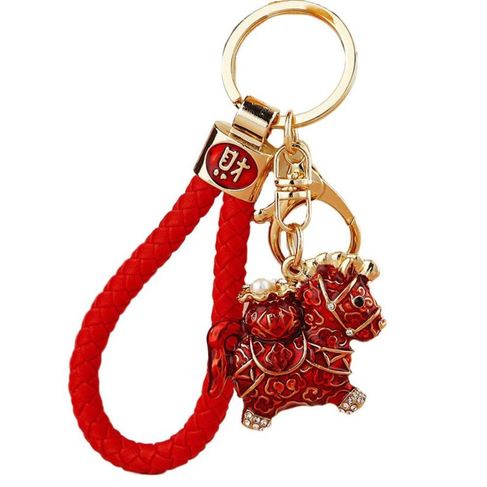 Zircon Zodiac Horse Pendant Exquisite New Year Pendant Sweet Horse Year Keychain  Car Key Ring