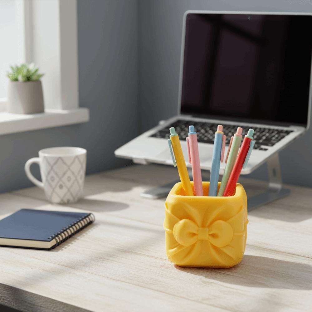 Ornament Bowknot Pen Holder Desktop Organizer Bowknot Pen Container Office Desktop