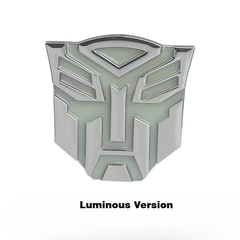 Auto Robot Metal Autobot Emblem for Car Glow-in-The-Dark Effect Auto Car Accessories Vehicle Decorative Silver