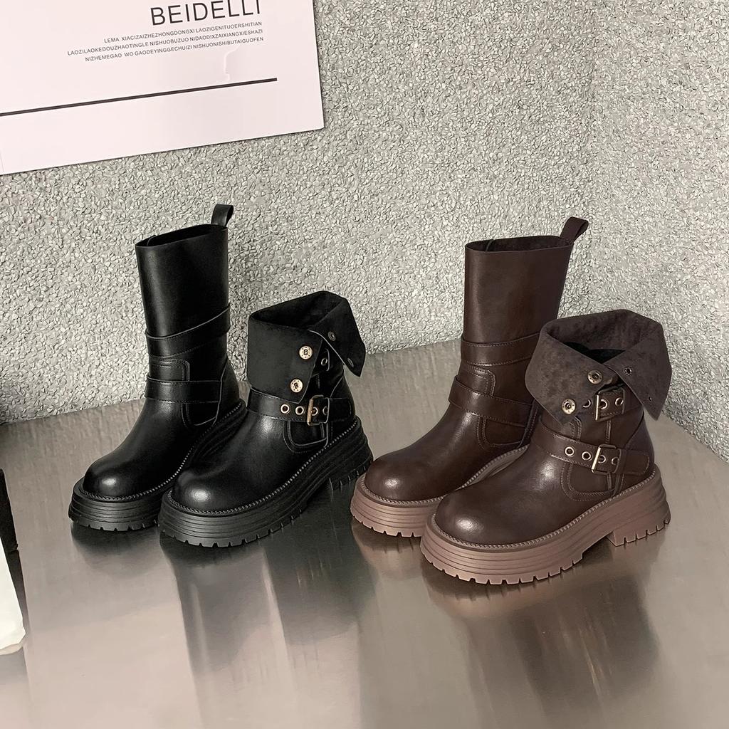 British style platform Martin boots women's autumn and winter 2025 new Maillard two wear velvet women's boots short boots explosion