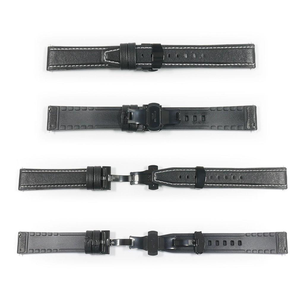 Swatch X OMEGA Leather and Rubber Strap with with Black D-Buckle (Black Buckle)