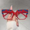 KAMMPT Übertriebene Quadratische Brille Damen Mode Vintage Patchwork Blaulichtblockierende Brille Stylische Nicht-Sehstärke Brille