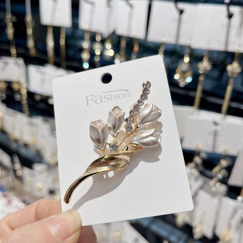 Элегантная золотая брошь-цветок тюльпан, милая цветочная булавка, подарок для женщин, свадебное, помолвочное, праздничное украшение