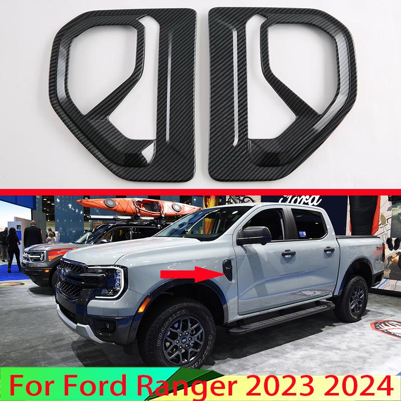 

Для Ford Ranger 2024 автомобильные аксессуары Piano Black Carbon Fiber Style Air Flow Vent Fender Trim Badge