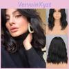 Kurzhaarmodell Damen Merisihair Mode Wellige Perücke mit Pony Synthetikfaser Schulterlang Gewellte Perücke Cosplay Tägliches Tragen