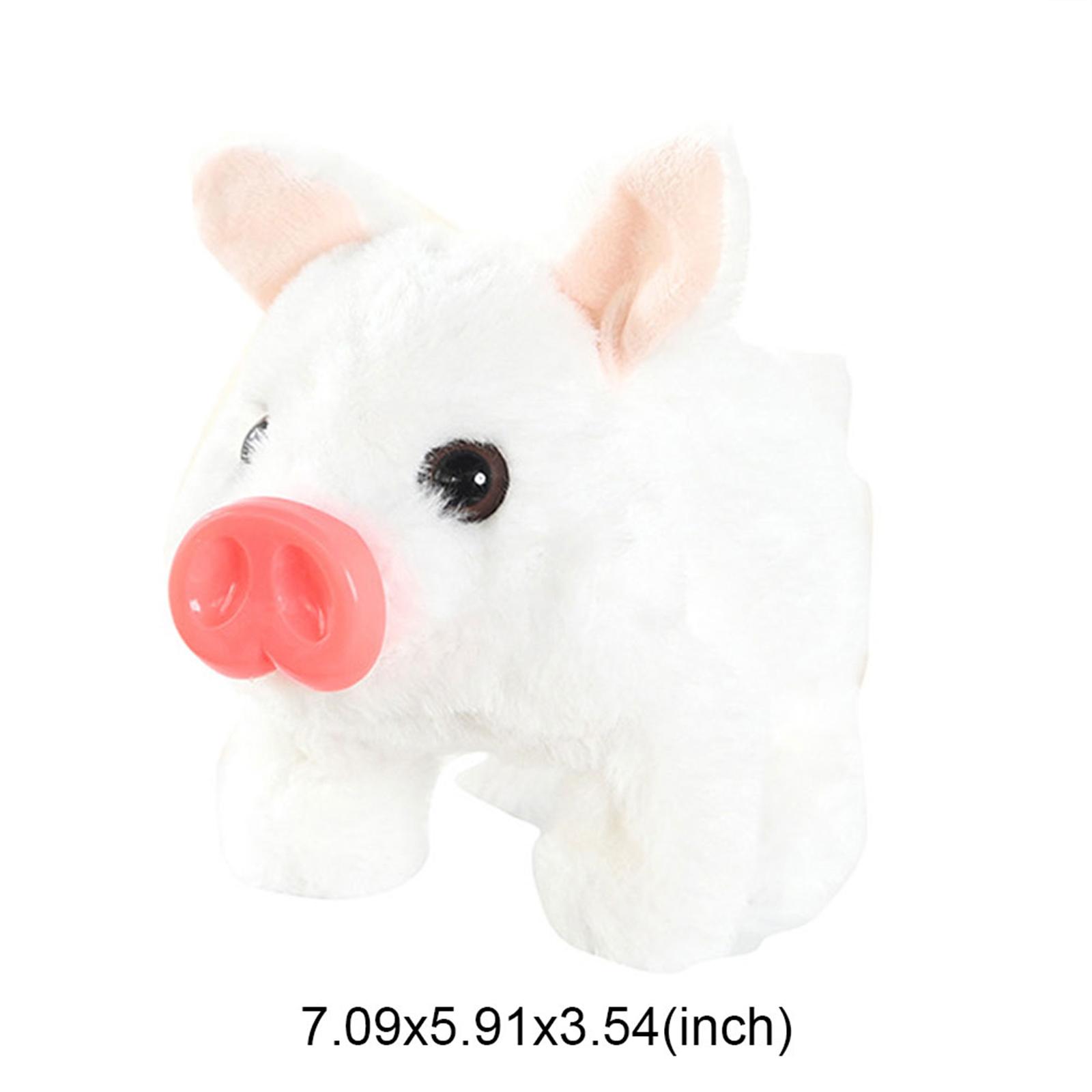 Electric Pig Plush Realistic Toy Interactive Pig Stuffed Animal Wagging Tail &Twitching Nose Walking Pig Plush Toy for Boys Girl белый
