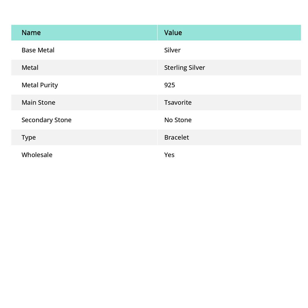 Natürlicher Tsavorit Edelstein Handgefertigtes 925 Sterlingsilber Armband 7-8" i3A07