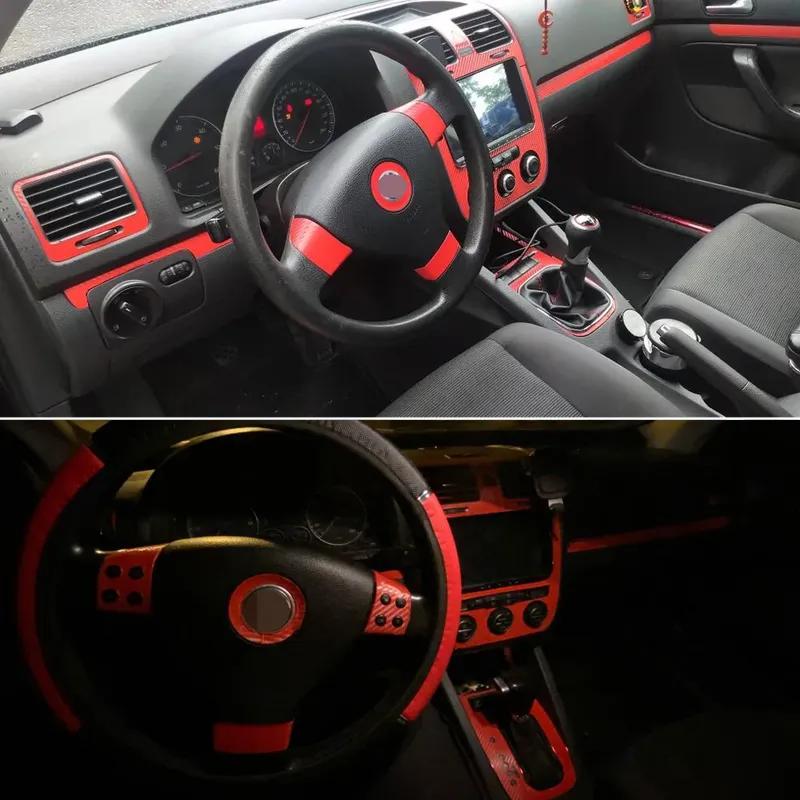 For VW Golf 5 GTI MK5 jetta Interior Central Control Panel Door Handle Carbon Fiber Stickers Decals Car styling Accessorie