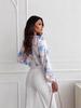 Elegantes Damen V-Ausschnitt Langarm Print Hemd