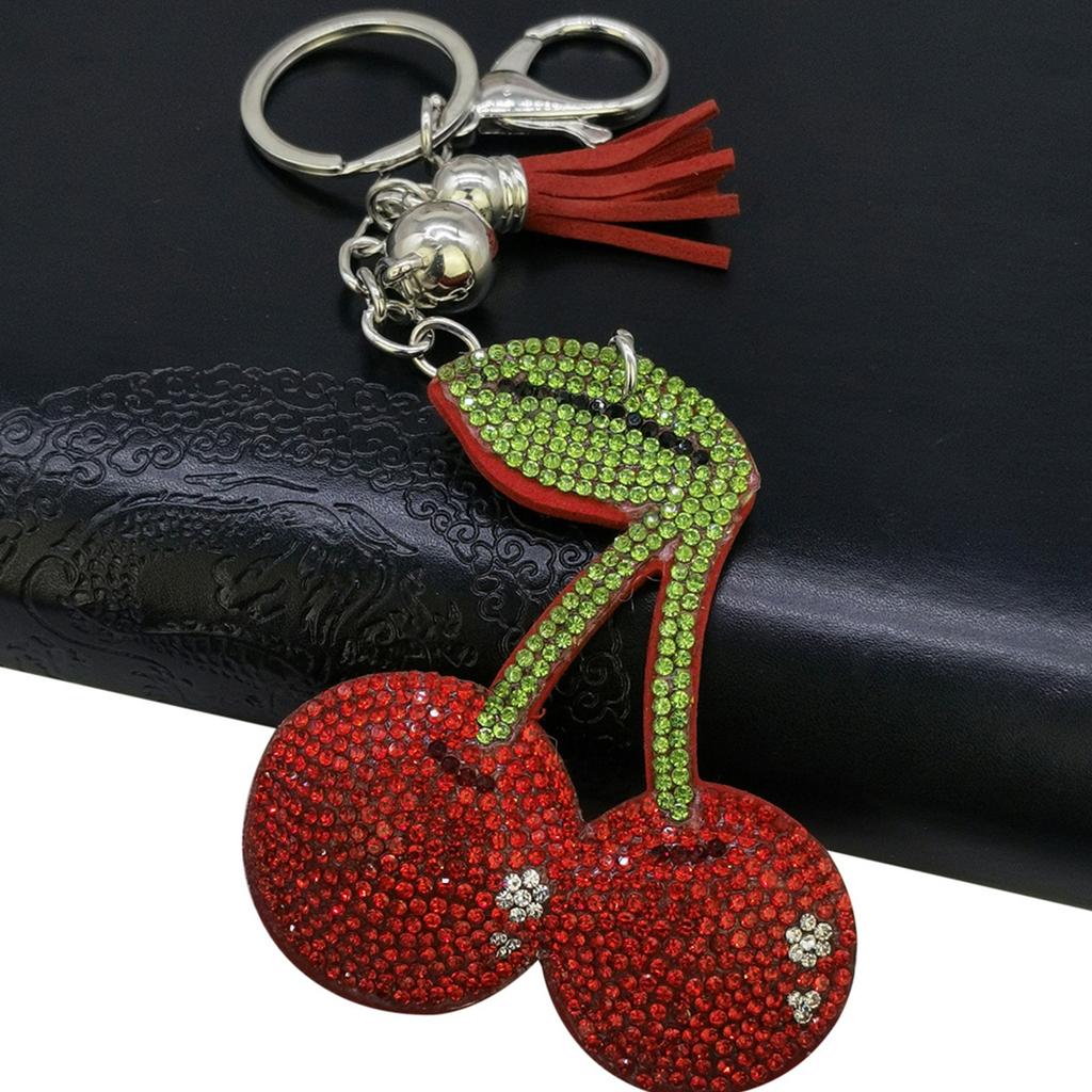 Sparkling Cherry Bag Accessory Fashion Keychain Alloy Texture Cherry Keyrings Suitable for Party and Casual Outfits