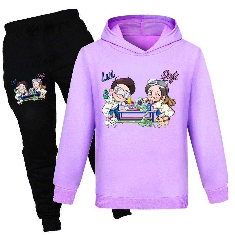 Kids Cotton Cartoon Hoodie And Jogging Pants Set For Winter And Spring Play