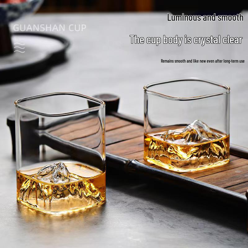 Mount Fuji Whiskey & Tea Glass - High Borosilicate, Square Design