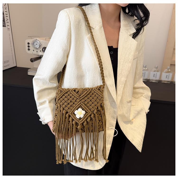 Богемная бахрома плетеная сумка женская 2024 новая интернет знаменитость сумка через — фото 8