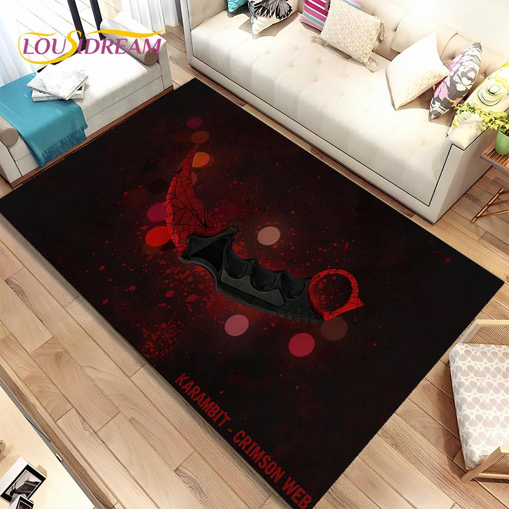 CS,knife,Swiss Knife Sword Games Area Rug,Carpet Rug for Home Living Room Children Bedroom Sofa Doormat Decor,Non-slip Floor Mat